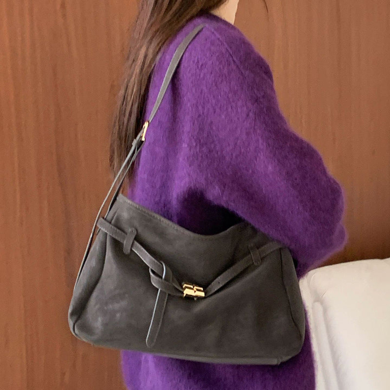 Ghada - Belt-Buckle Suede Tote Bag